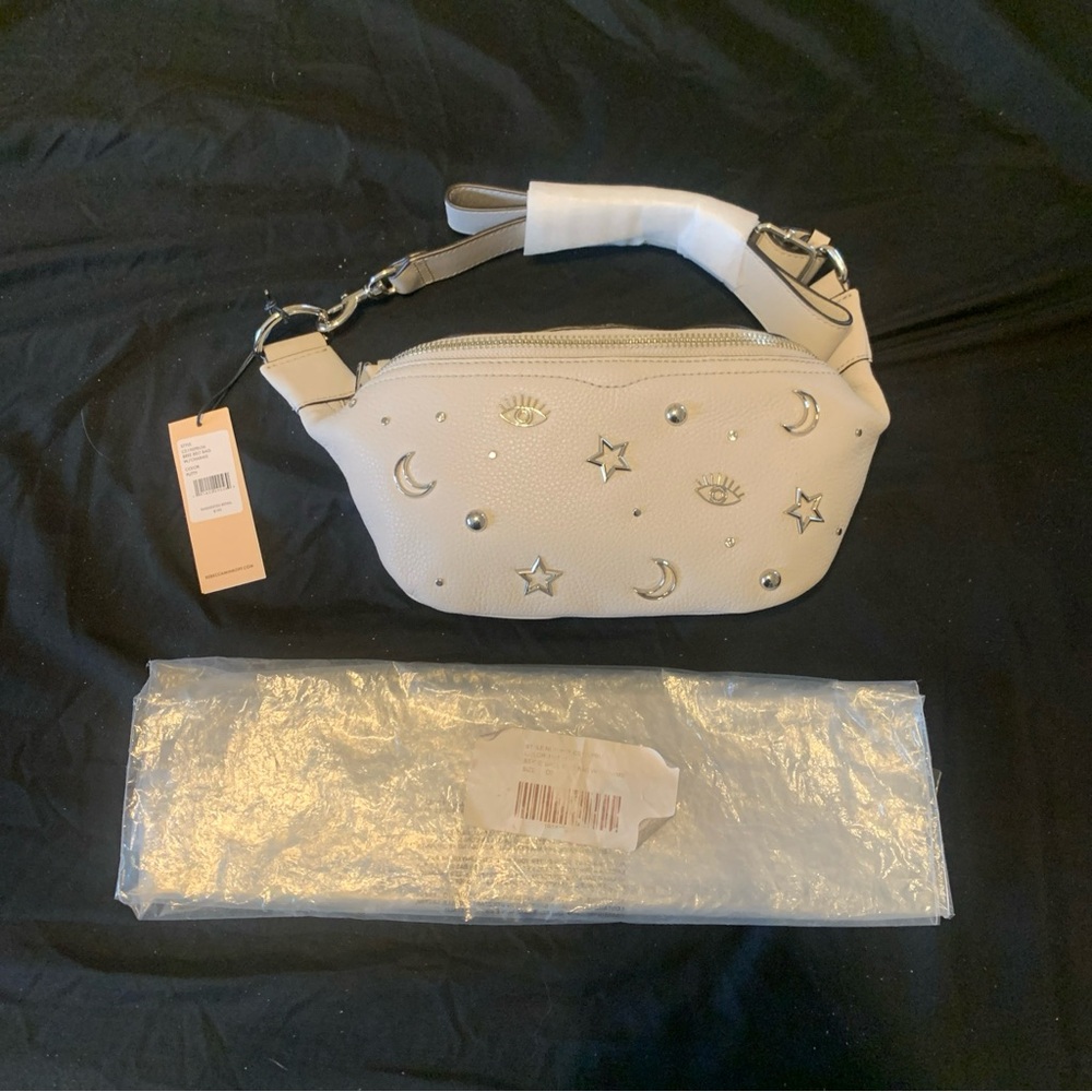 Rebecca Minkoff Bree belt bag with charms NWT NOS putty grey LEATHER